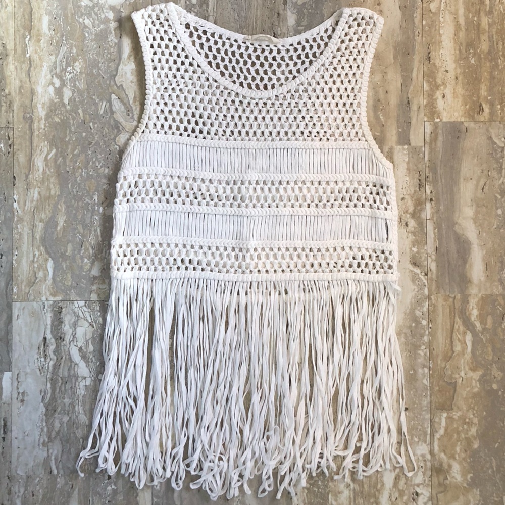 Fringed Elodie Pullover Boho Hippie Top / Bathing Suit Cover-up. Size Medium.